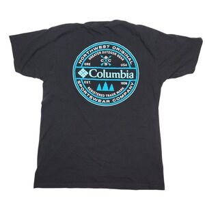 Columbia Sz M T-Shirt Short Sleeve Northwest Original Graphic Black Teal